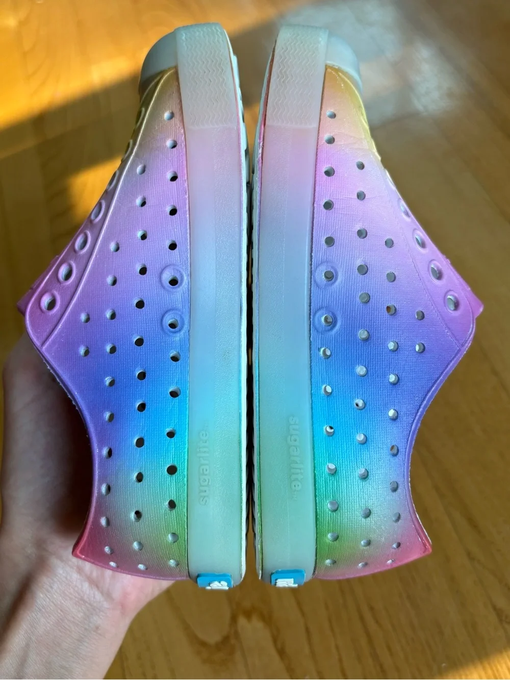 Native Jefferson Slip On Sneakers Shoes Sugarlite Rainbow Ombre Kids Girl Sz C10